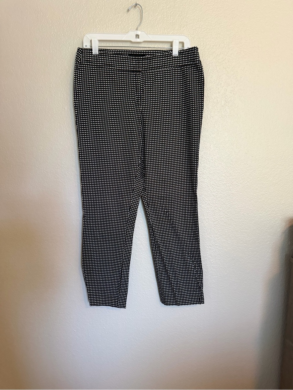 Talbots Black and White Micro-Check Pull-On Dress Pants